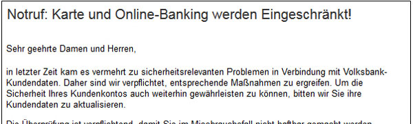 Phishing-Mail-identitätsprüfung Ansicht der Phishing-Mail